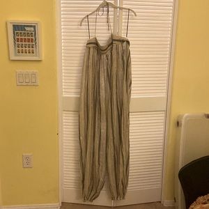 Like New FREE PEOPLE Harem Lurex Jumpsuit Taupe Combo